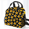 Yellow Frangipanis Black Insulated Lunch Bag with Handles & Top Strap