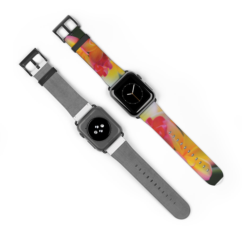 Last of the Summer Frangipanis Apple iWatch Replacement Strap Vegan Leather (FWS)