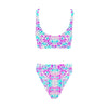 Pink Purple Aqua Spots Sport Top & High-Waisted Bikini up to 5 XL (FWS)