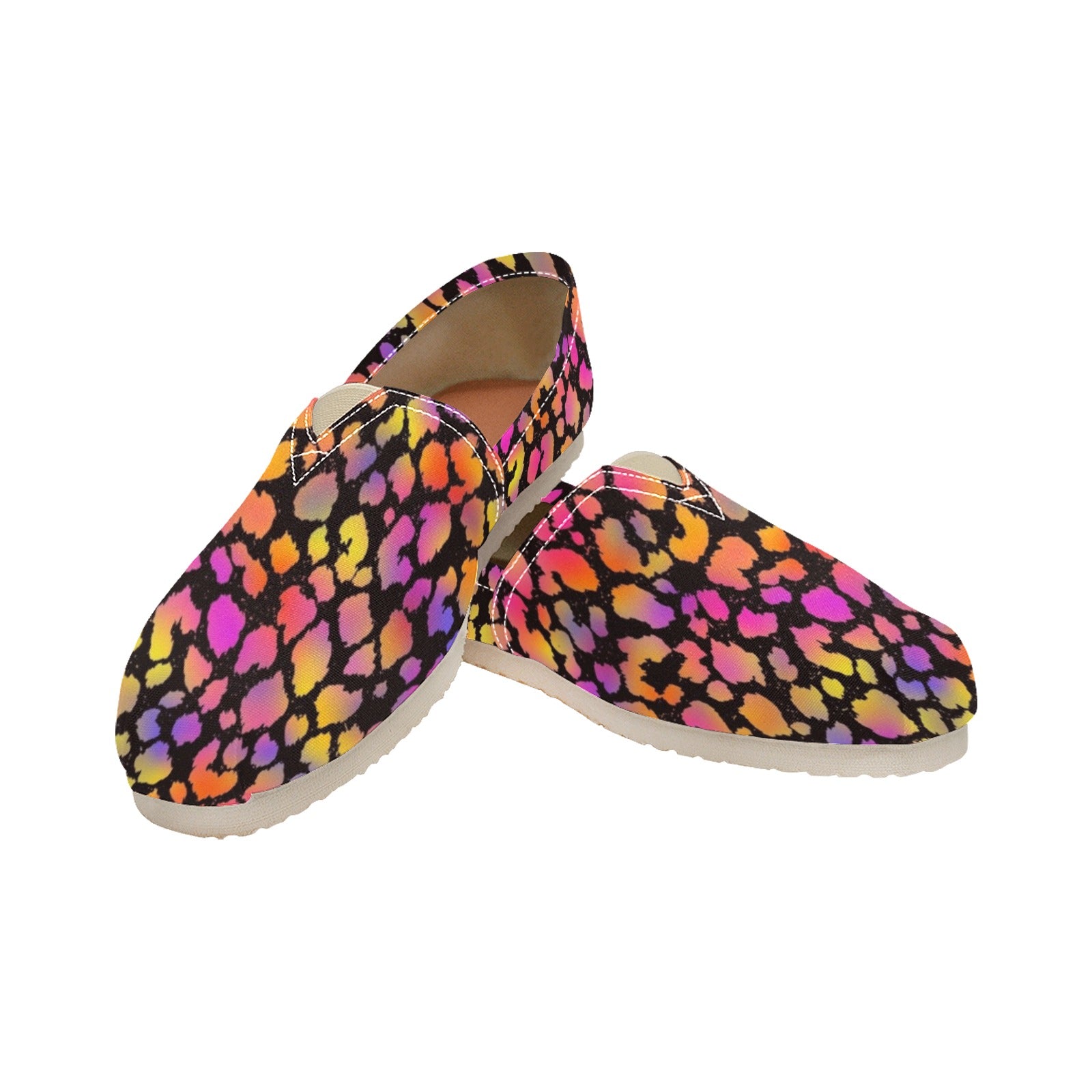 Black Pinky Leopard Women's Canvas Slip On Shoes