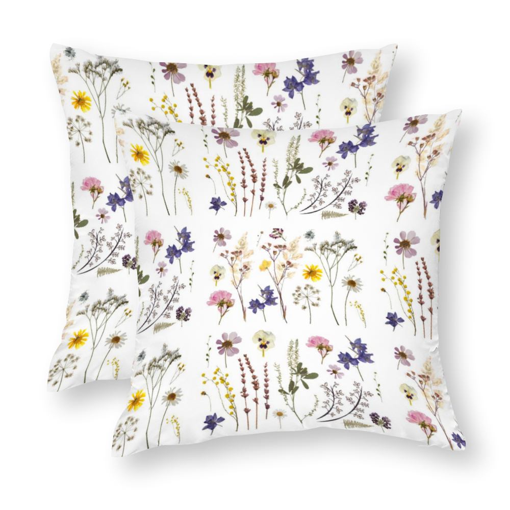 Wildflowers White Multisize Zip Cushion Cover (FWS)