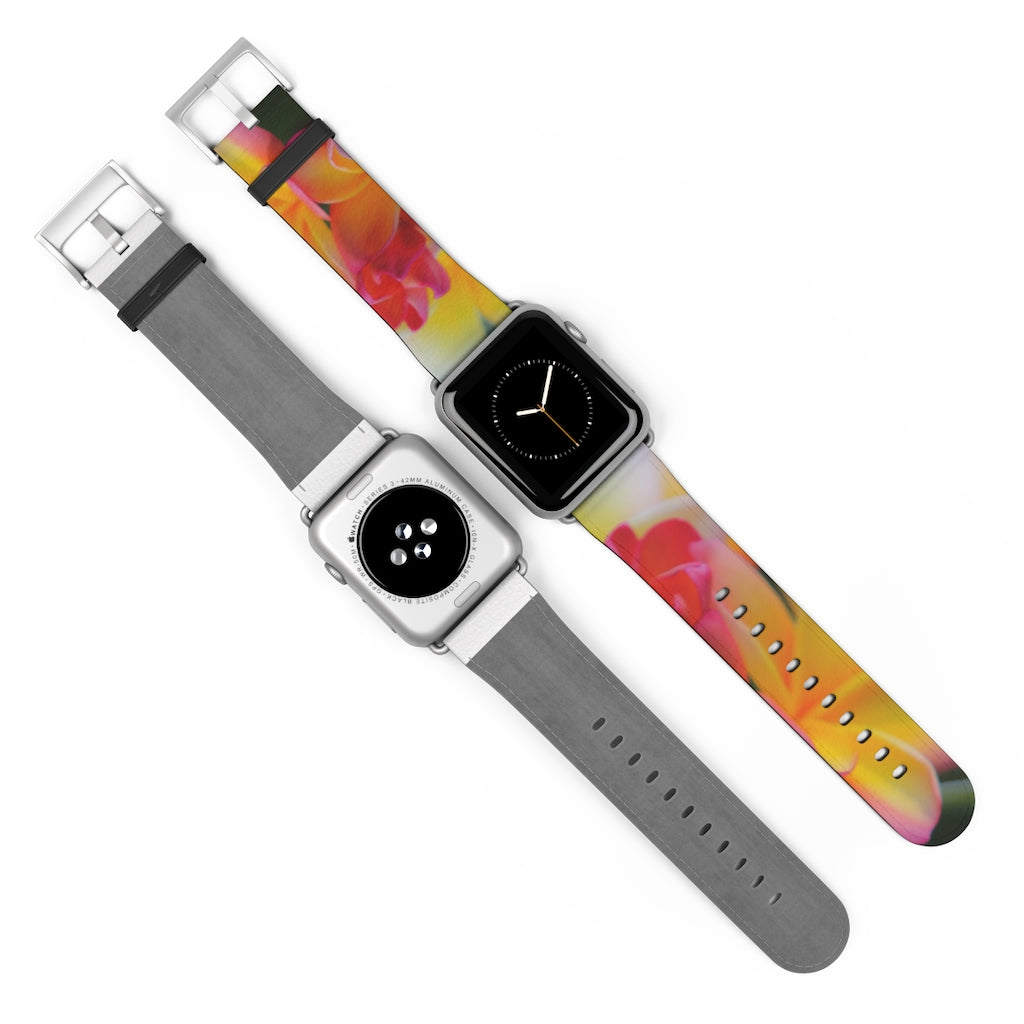 Last of the Summer Frangipanis Apple iWatch Replacement Strap Vegan Leather (FWS)