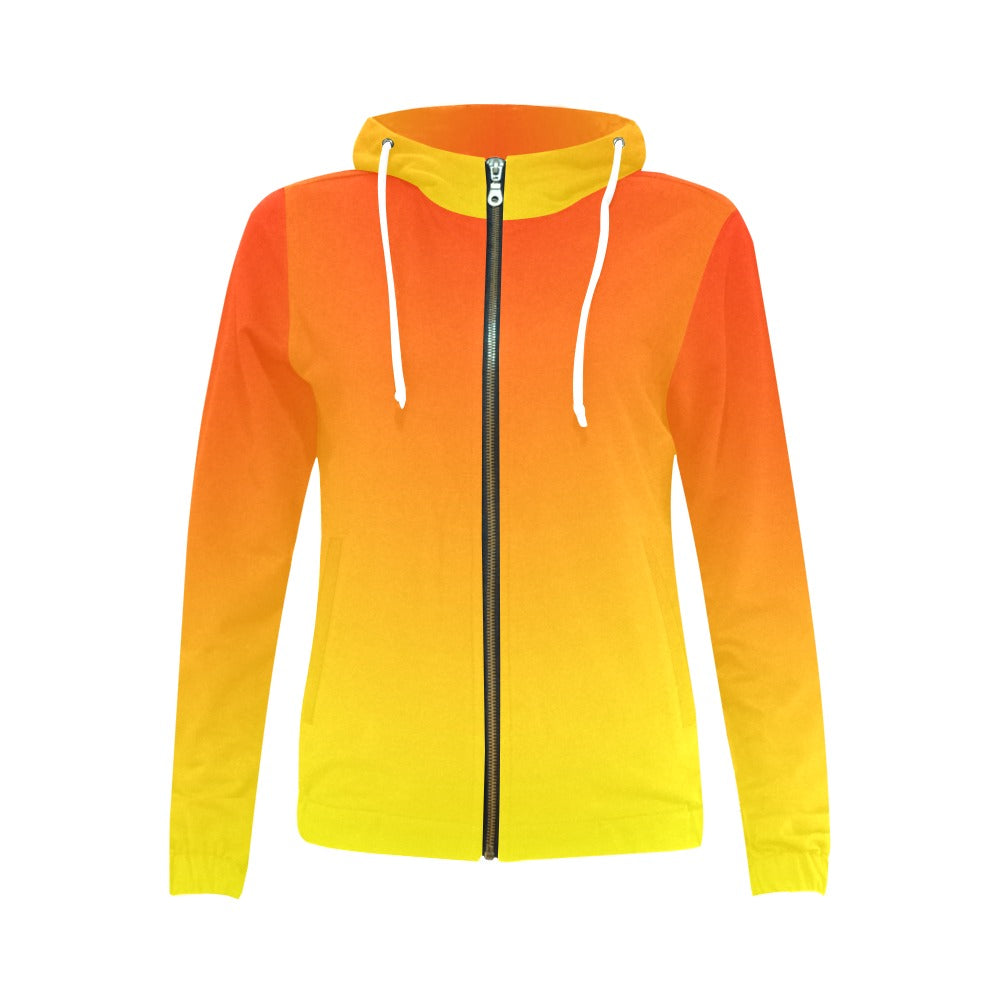 Ombre Orange Yellow Full Zip Hoodie up to 2 XL