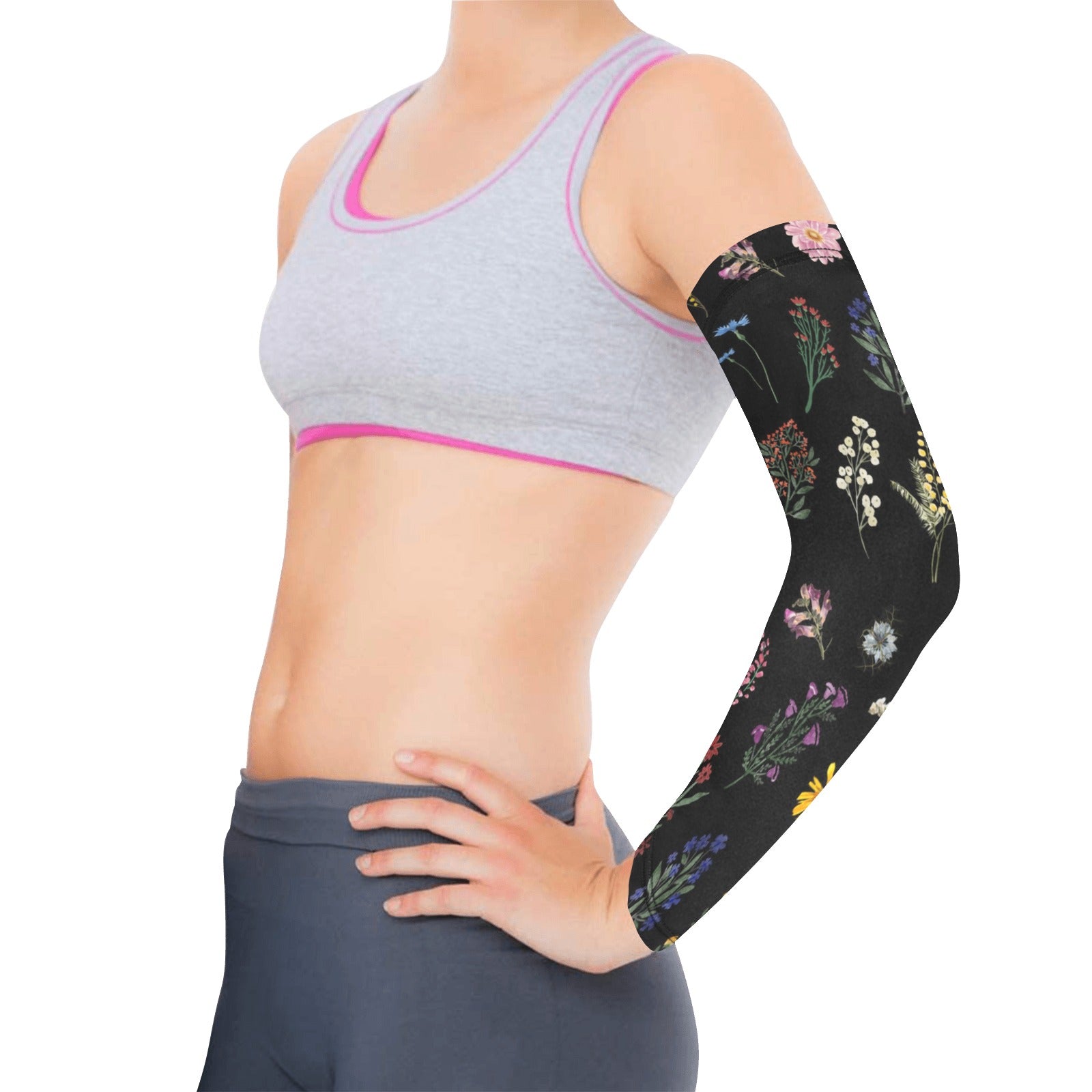 Wildflowers Black Weather Protection Arm Sleeves (FWS)