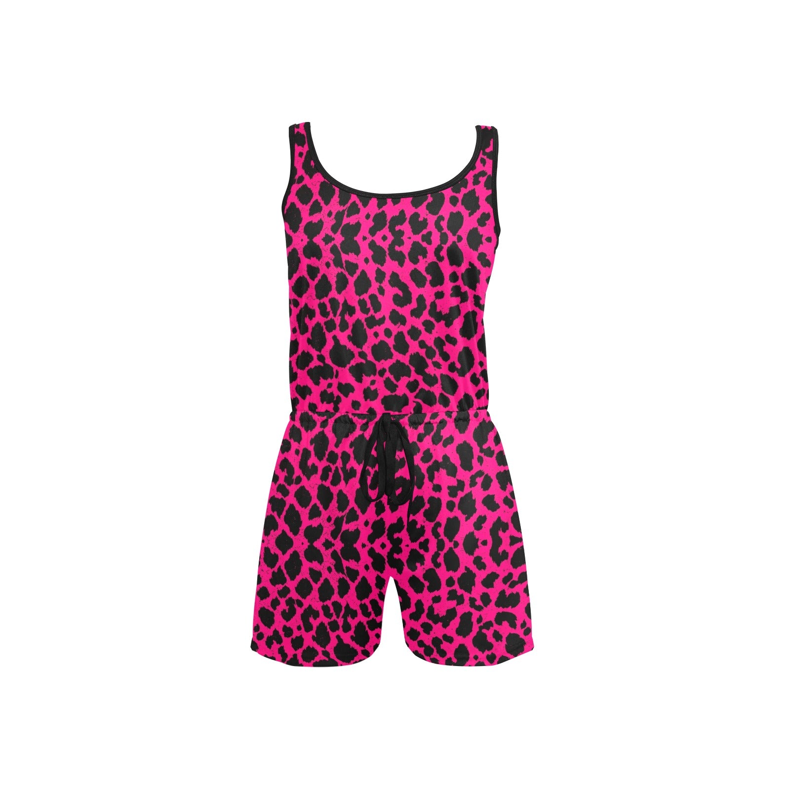 Hot Pink Leopard Sleeveless Short Jumpsuit (FWS)