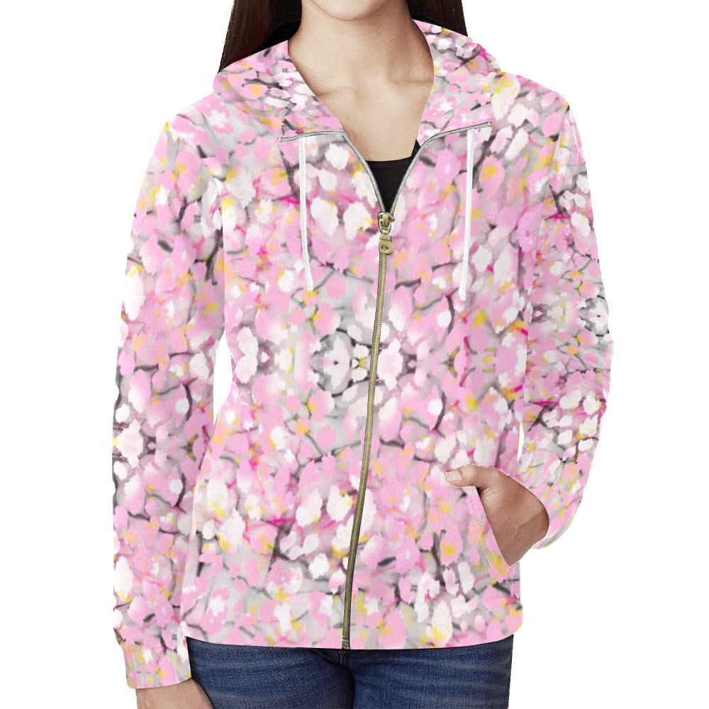 Baby Pink Leopard Plus Full Zip Hoodie up to 2 XL