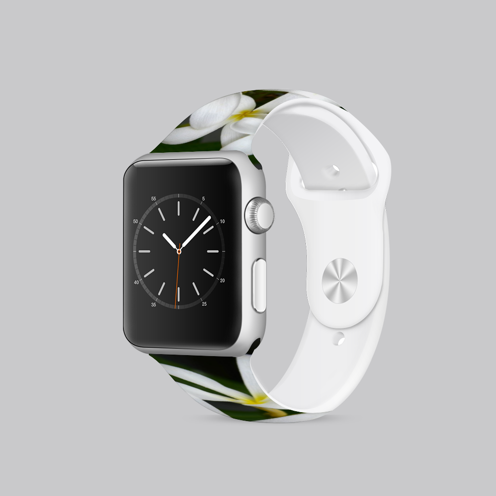 White Frangipanis Apple Smartwatch Band TPU Rubber