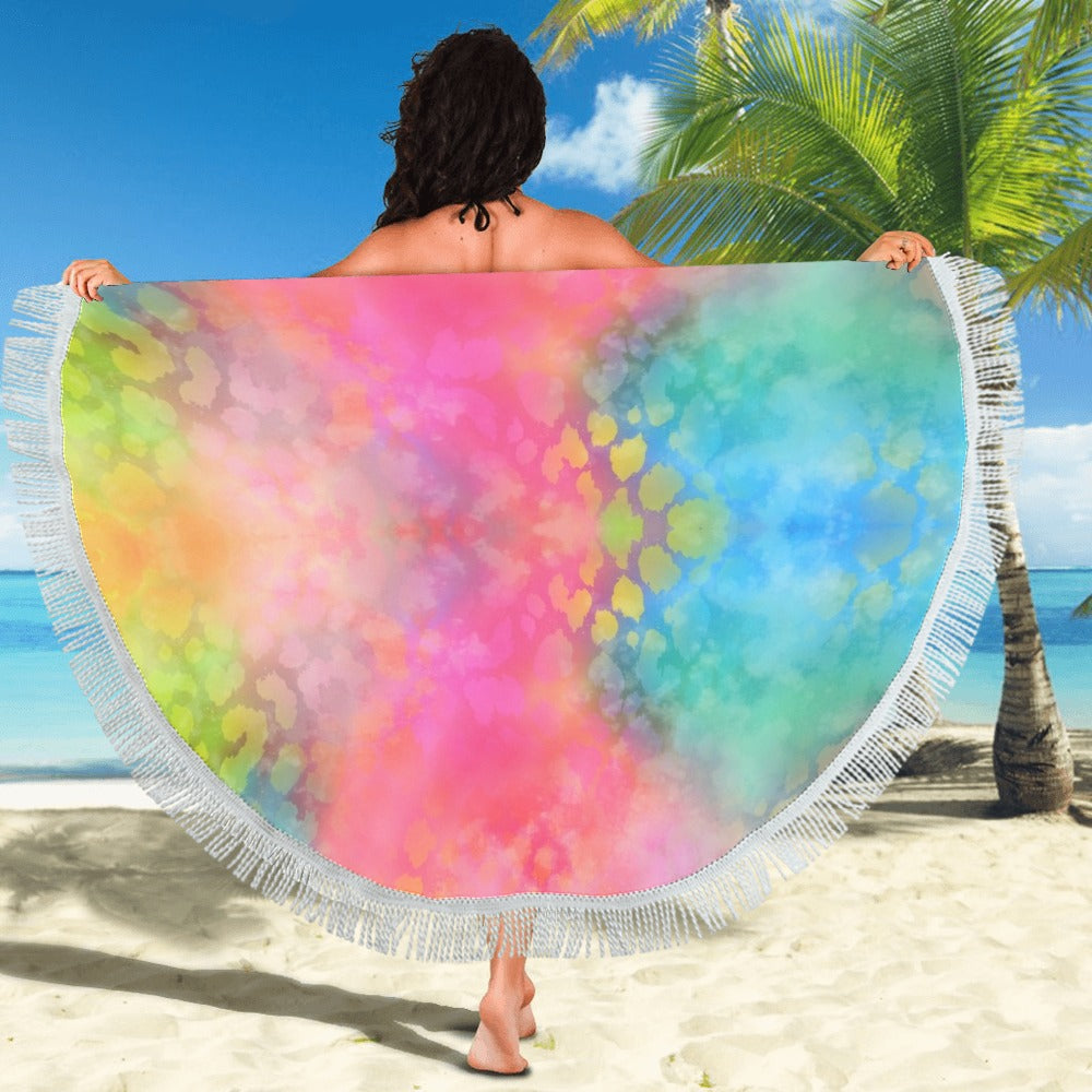 Rainbow Cotton Floss Beach Shawl / Blanket (FWS)