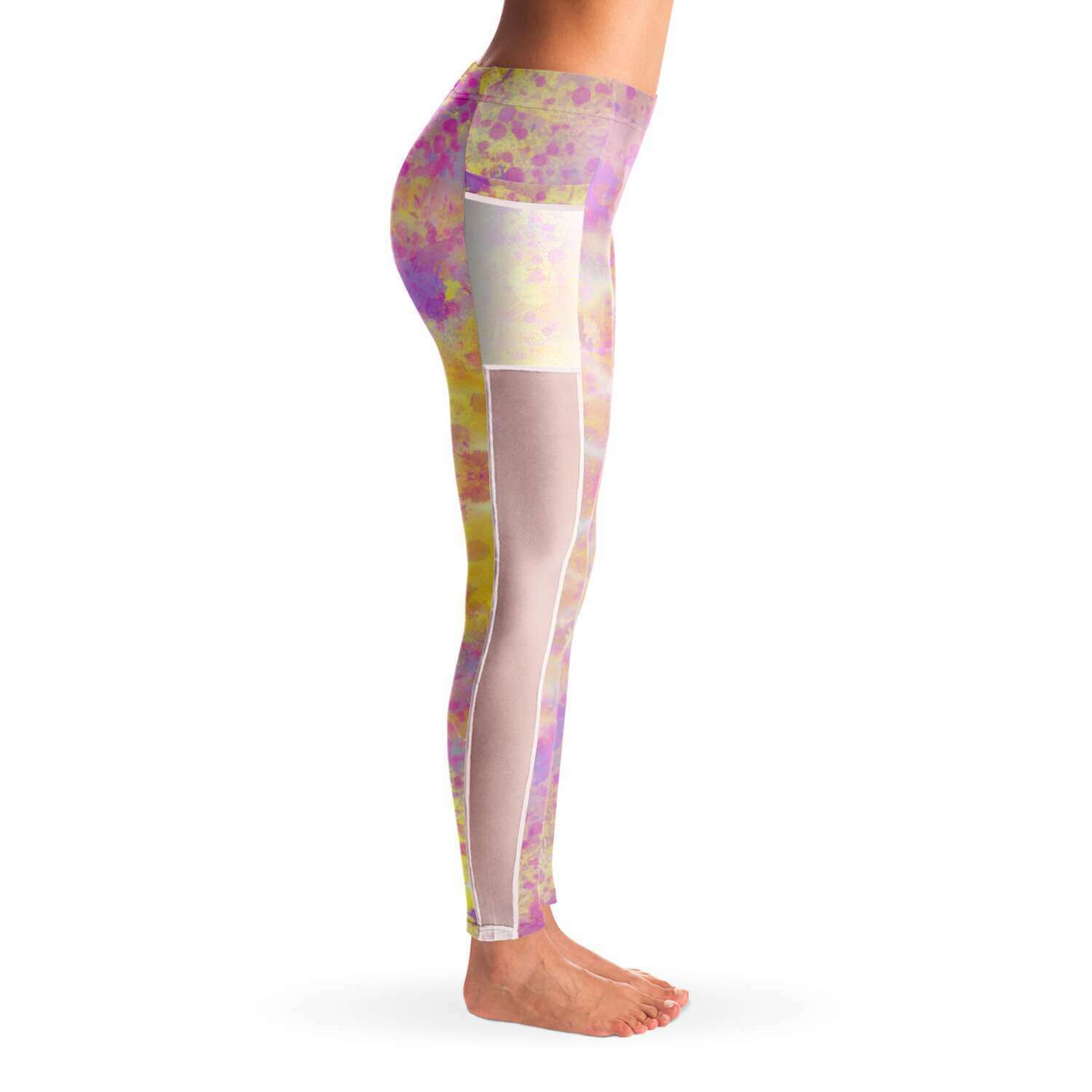 Pretty Pastels Mesh Panel Side Pockets Leggings (FWS)