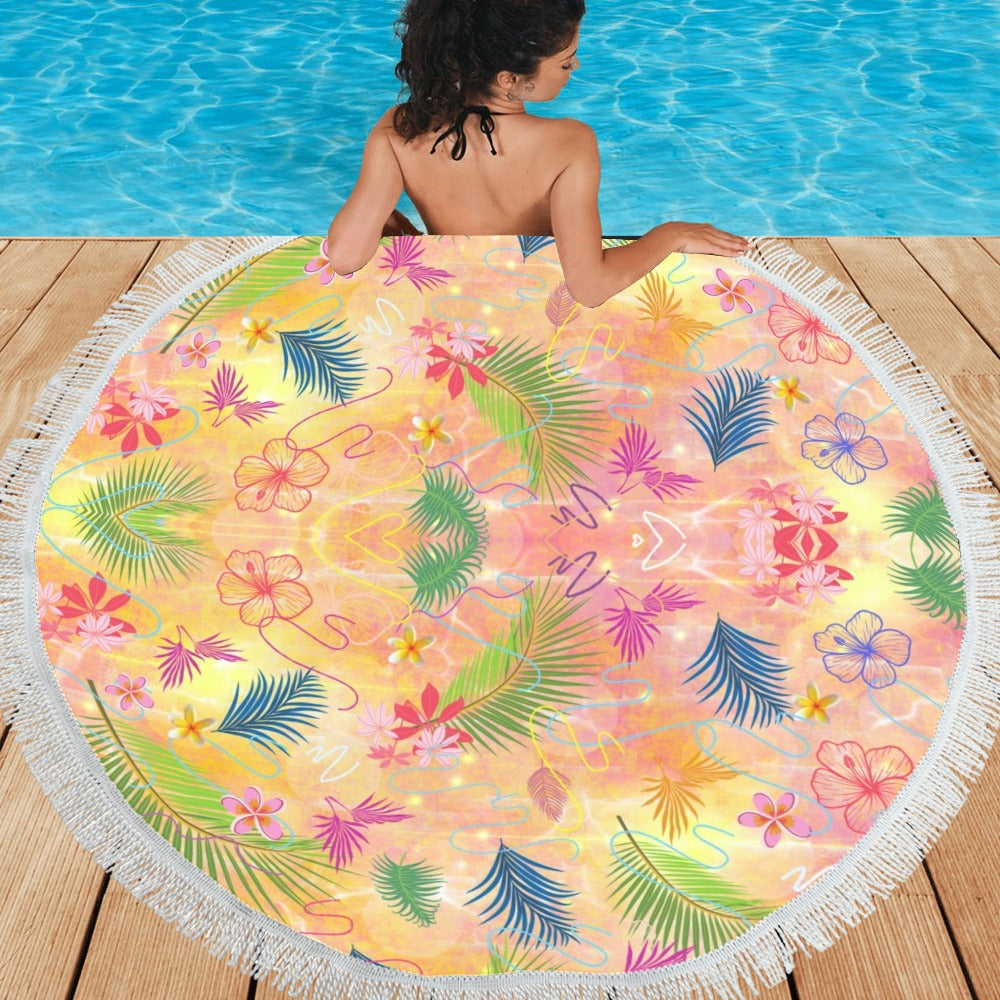 Hawaiian Gold Circular Beach Shawl / Blanket (FWS)