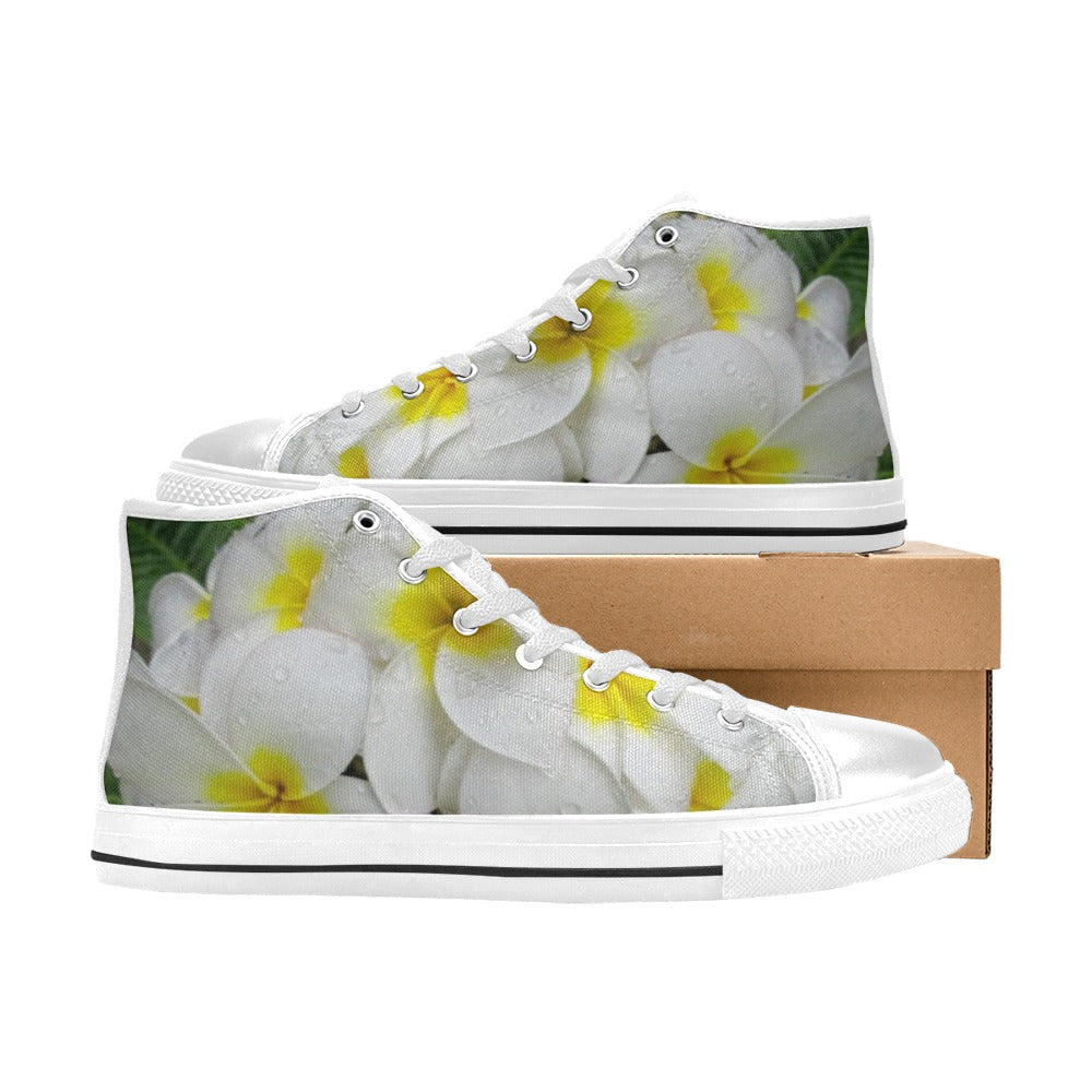 Fresh White Frangipanis High Top Women's Shoes