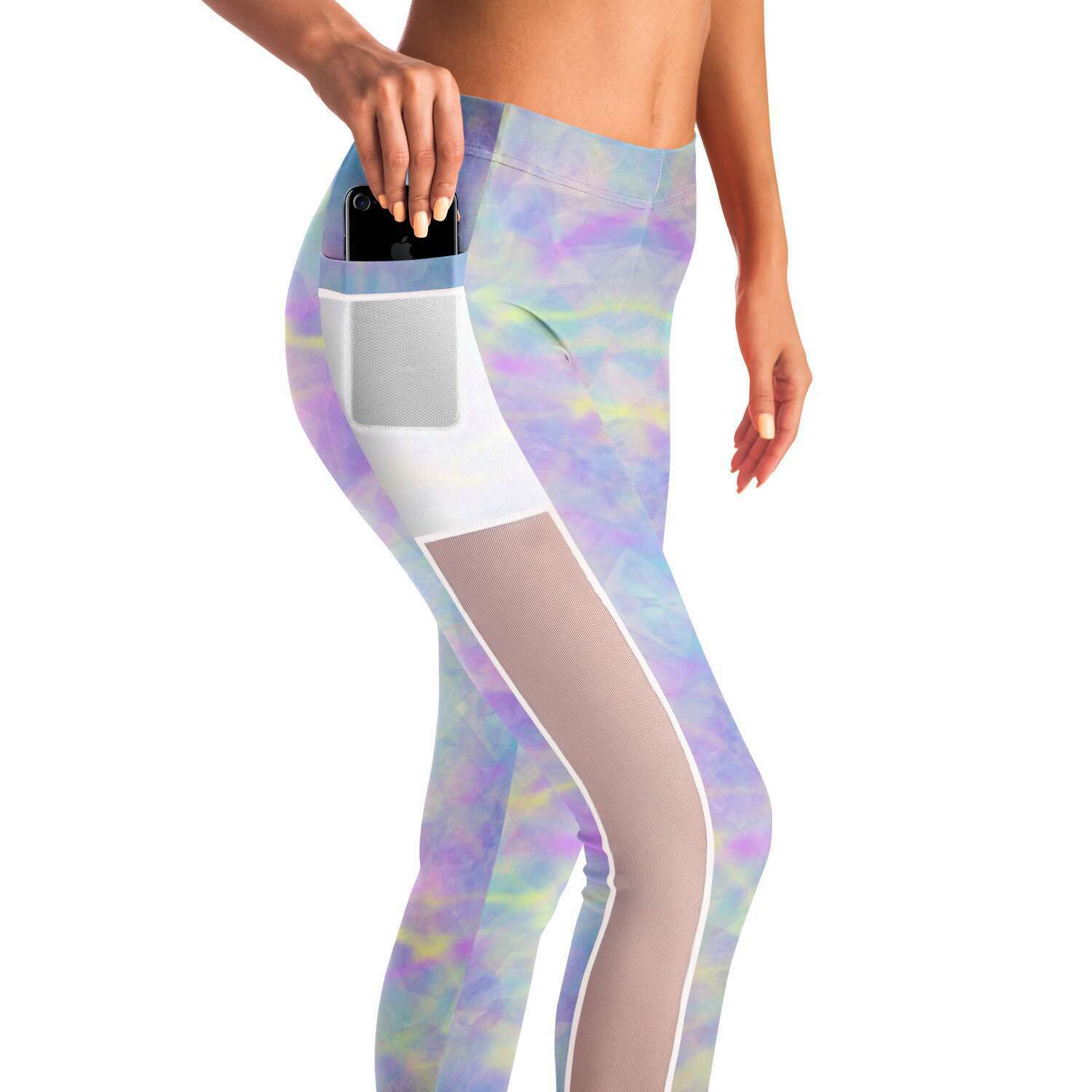 Pretty Art Mesh Panel Side Pockets Leggings (FWS)