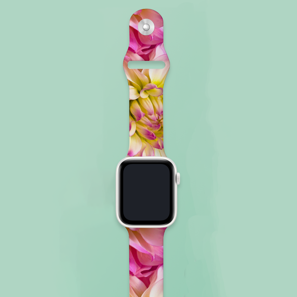 Pink Dahlia Apple Smartwatch Band TPU Rubber