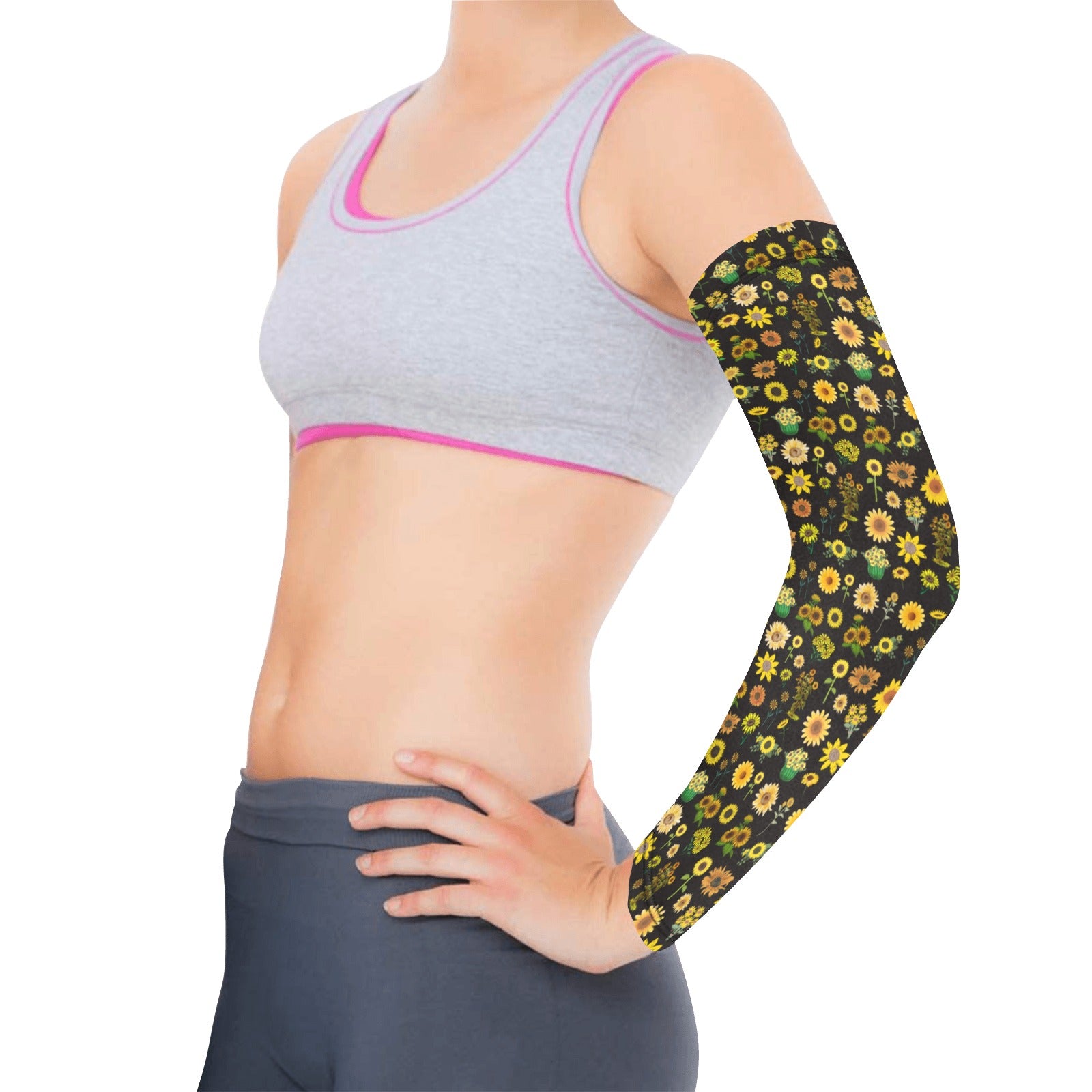 Sunflowers Graphic Black Weather Protection Arm Sleeves (FWS)