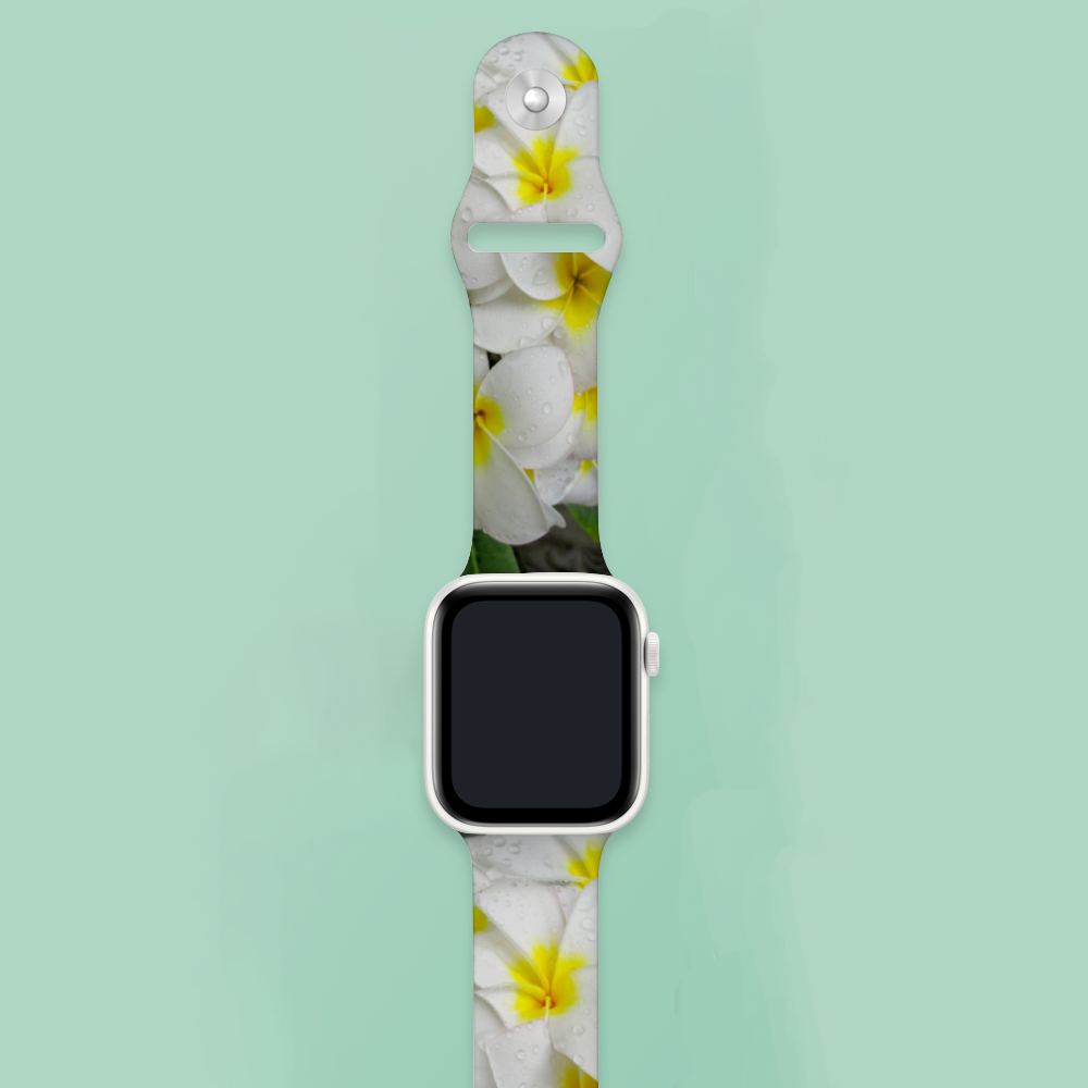 Fresh White Frangipanis Apple iWatch Replacement Strap TPU Rubber (FWS)