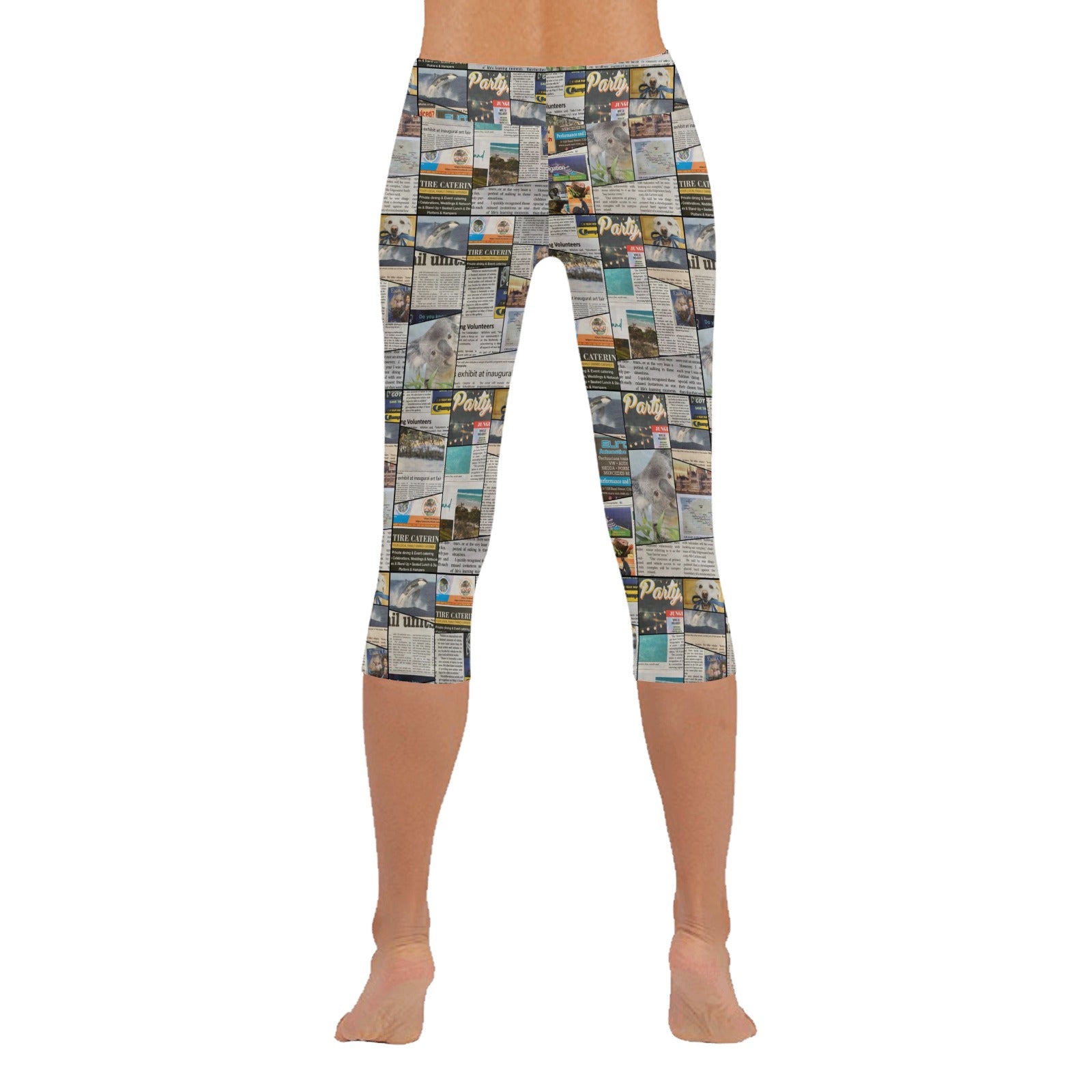 Australian Newspaper Colour Capri Leggings up to 5 XL