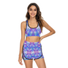 Blue Pink Aqua Racerback Sports Bra & Shorts Set up to 6 XL (FWS)