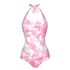 Pink Leaves Halter Neck Swimsuit (FWS)