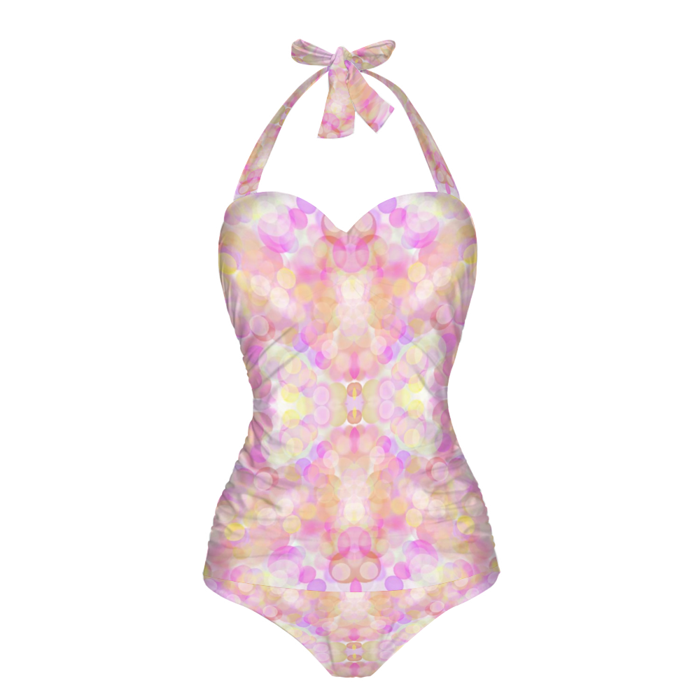 Pastel Circles Halter Neck Swimsuit up to 2 XL (FWS) 2