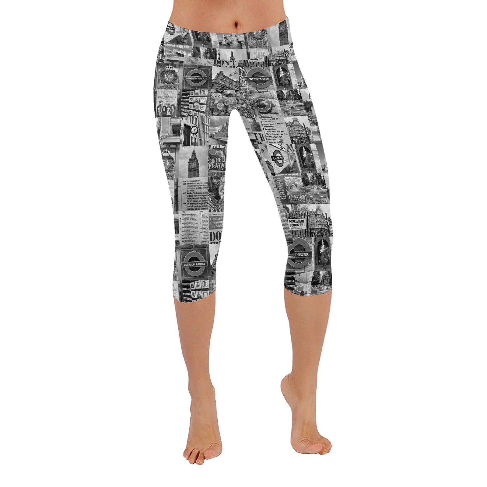 London Black & White Capri Leggings up to 5 XL