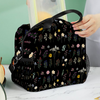 Wildflowers Black Insulated Lunch Bag with Handles & Shoulder Strap