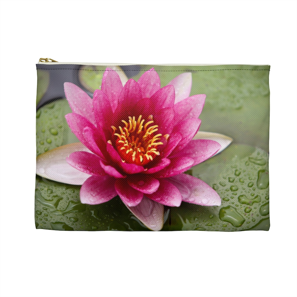 Pink Waterlily Zippered Accessory Pouch (FWS)