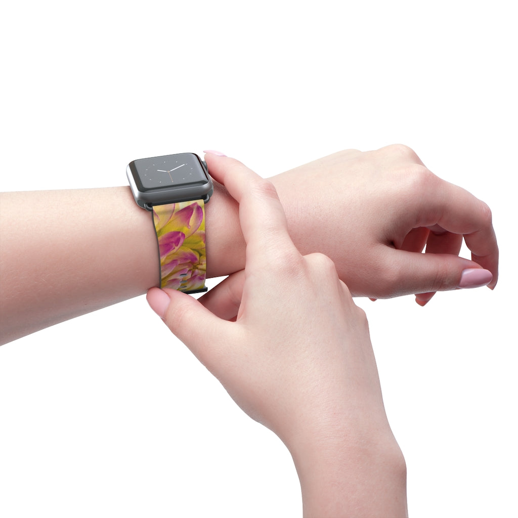 Pink Dahlia Apple iWatch Strap Vegan Leather