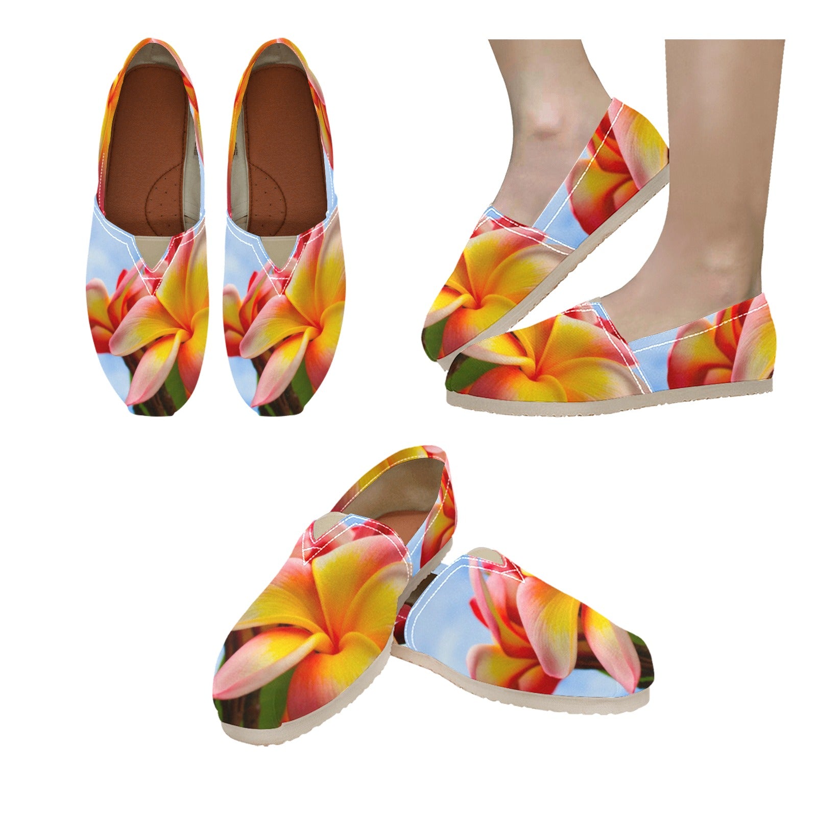 Frangipani Sky Women's Canvas Slip-On Shoes