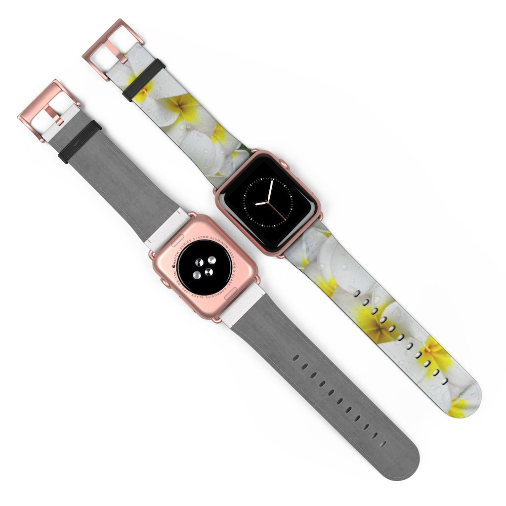 Fresh White Frangipanis Apple iWatch Replacement Strap Vegan Leather (FWS)