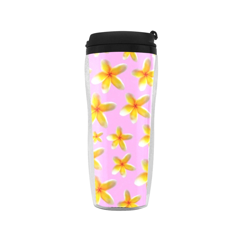 Yellow Frangipanis Pink Reusable Cup