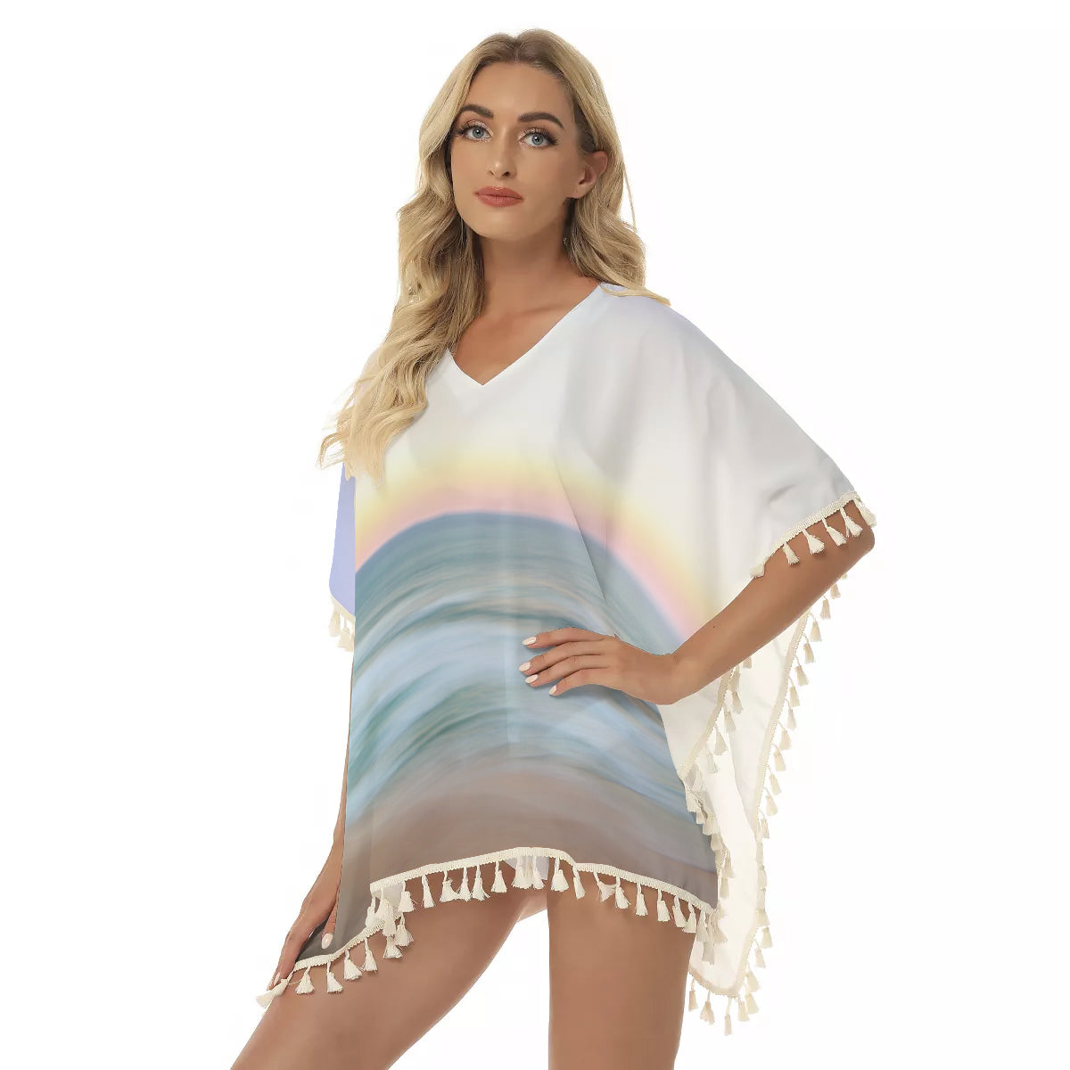 Beach Paradise Square Fringed Shawl (FWS)