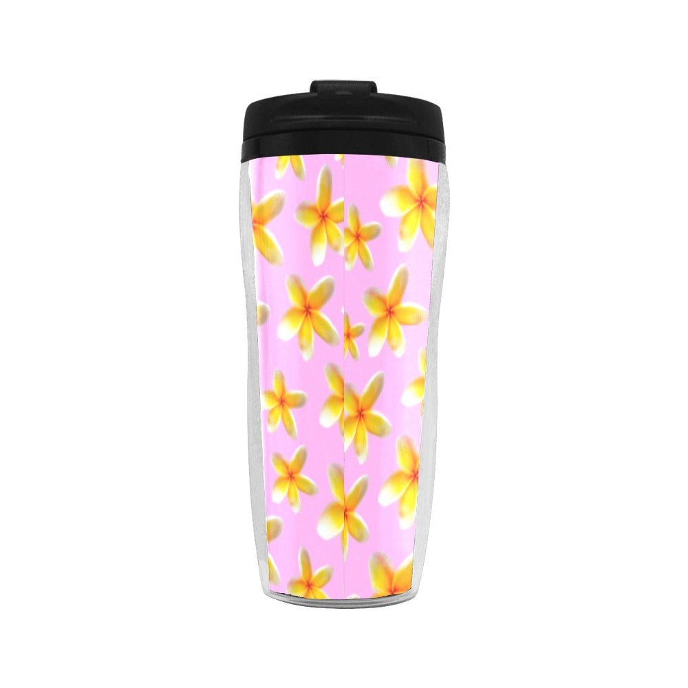 Yellow Frangipanis Pink Reusable Cup