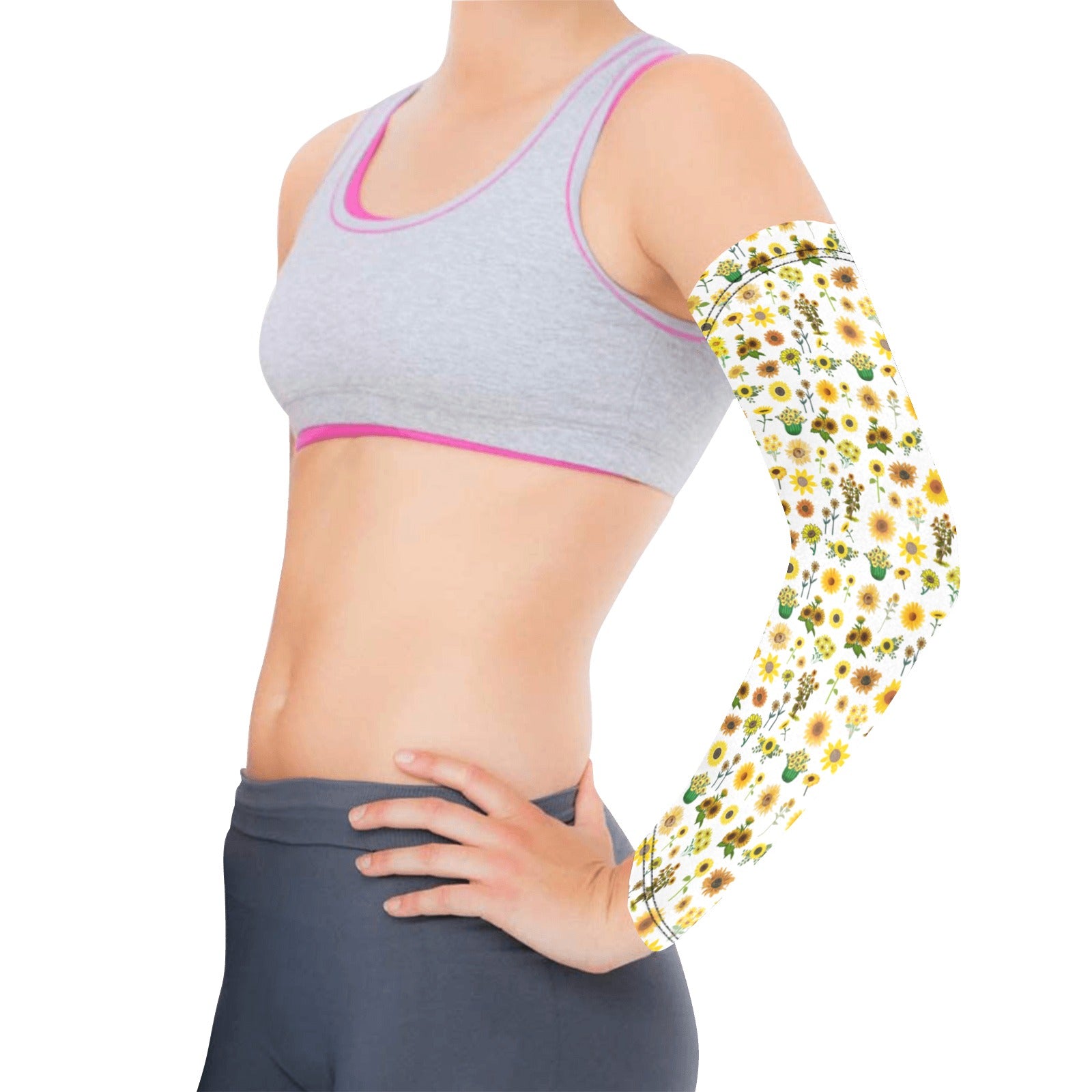 Sunflowers Graphic White Weather Protection Arm Sleeves (FWS)