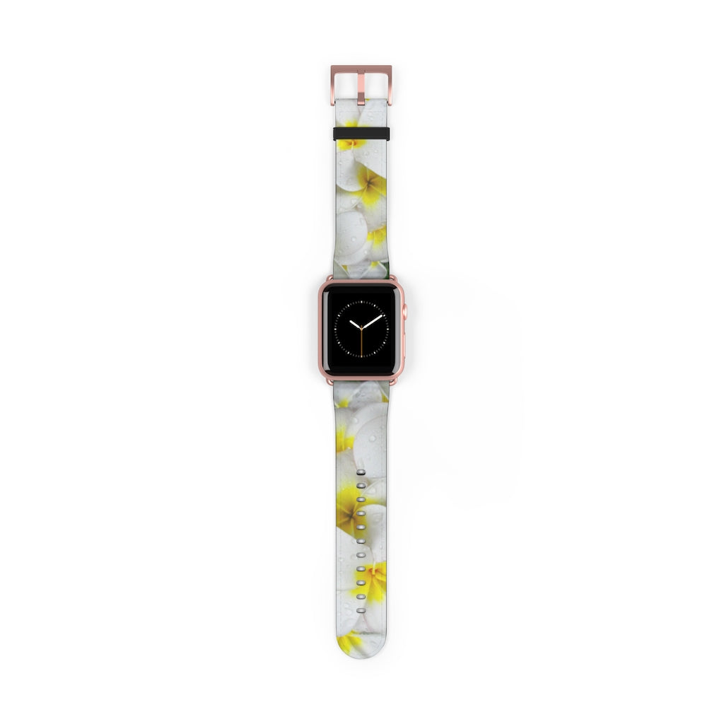 Fresh White Frangipanis Apple iWatch Replacement Strap Vegan Leather (FWS)