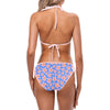 Graphic Pink Frangipanis Blue String Bikini up to 5 XL (FWS)