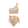 Multi Painted Leaves High Waist One Shoulder Bikini Set (FWS)