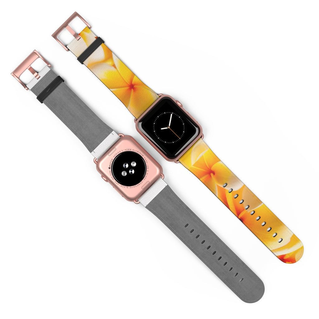 Fresh Yellow Frangipanis Apple iWatch Replacement Strap Vegan Leather (FWS)