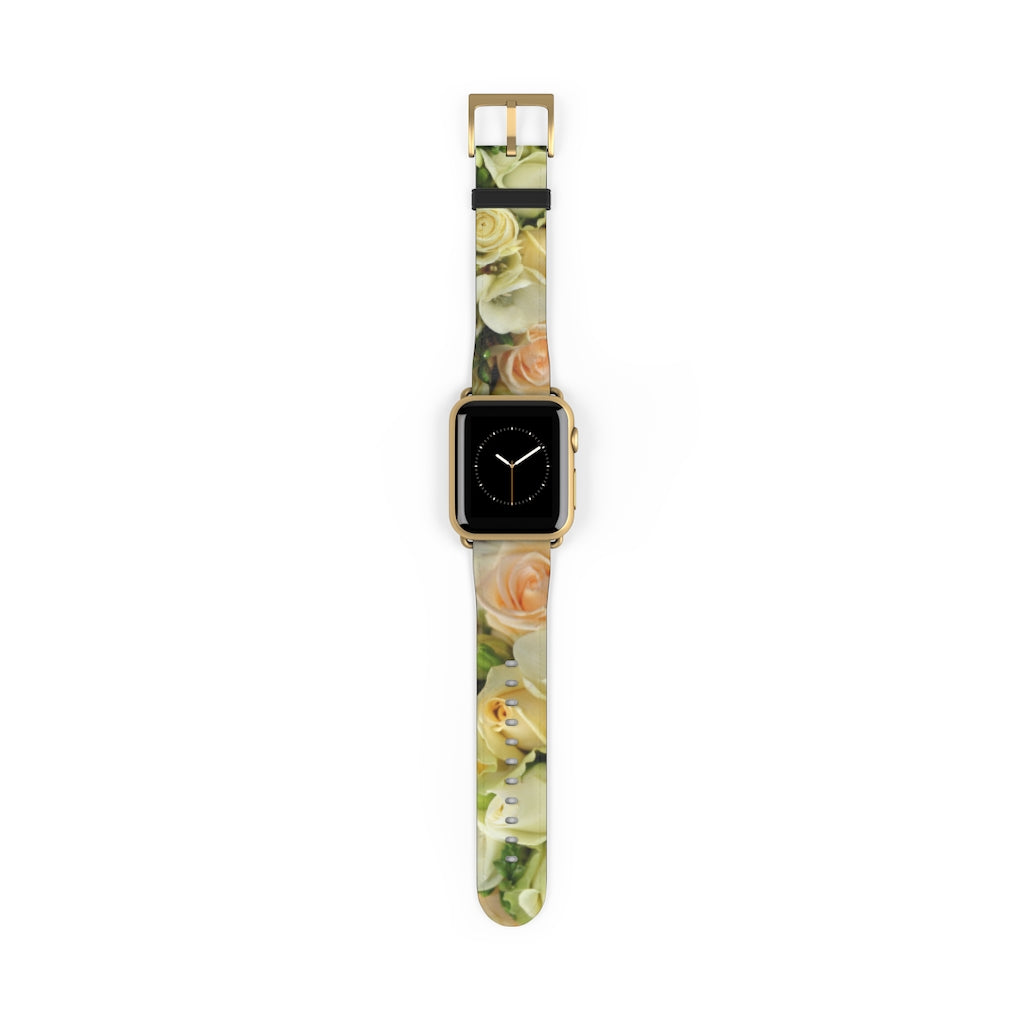 Cream Roses Apple iWatch Replacement Strap Vegan Leather (FWS)