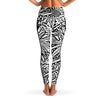 Black & White Daisies Mesh Panel Side Pockets Leggings (FWS)