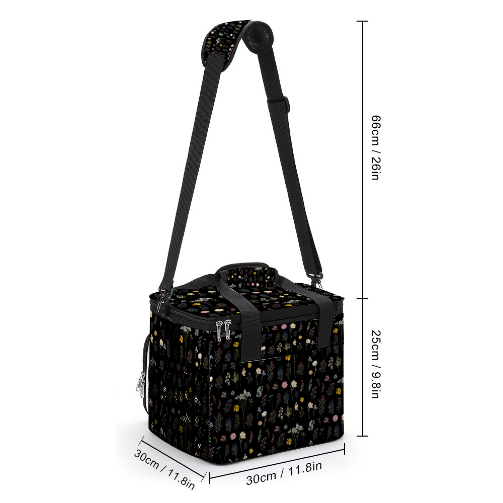 Wildflowers Black Multi Function Large Waterproof Bag