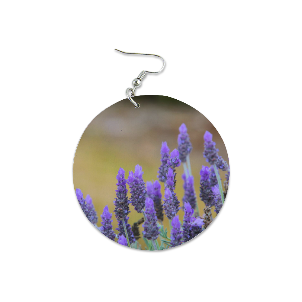 Lavender Round Wooden Earrings (FWS)