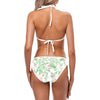 Green & Pink Leaves White String Bikini up to 5 XL (FWS)