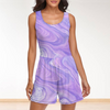 Purple Liquid Short Jumpsuit with Pockets up to 2 XL (FWS)