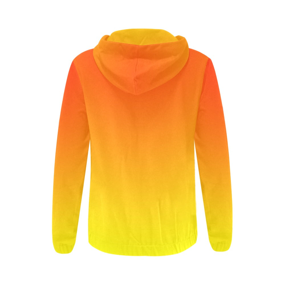 Ombre Orange Yellow Full Zip Hoodie up to 2 XL