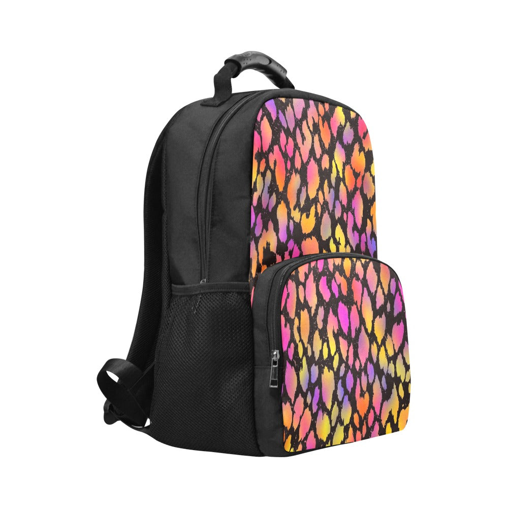Black Pinky Leopard Laptop Backpack Large