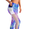 Blue Pink Aqua Mesh Panel Side Pockets Leggings (FWS)