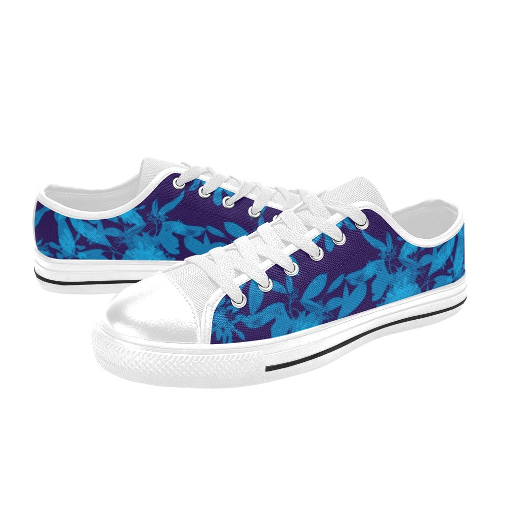 Blue on Blue Leaves Low Rise Women's Shoes