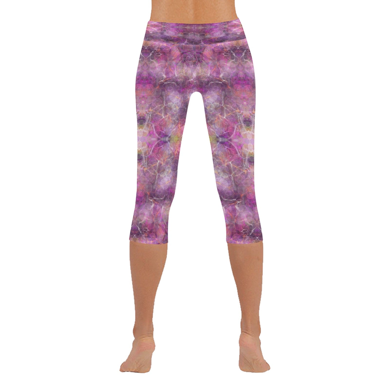 Pink Circles Capri Leggings up to 5 XL