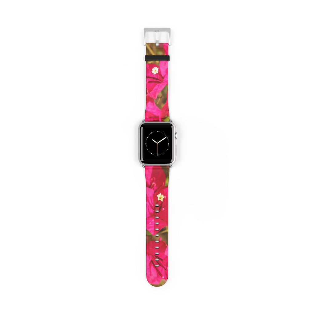 Crimson Bougainvillea Apple iWatch Replacement Strap Vegan Leather (FWS)