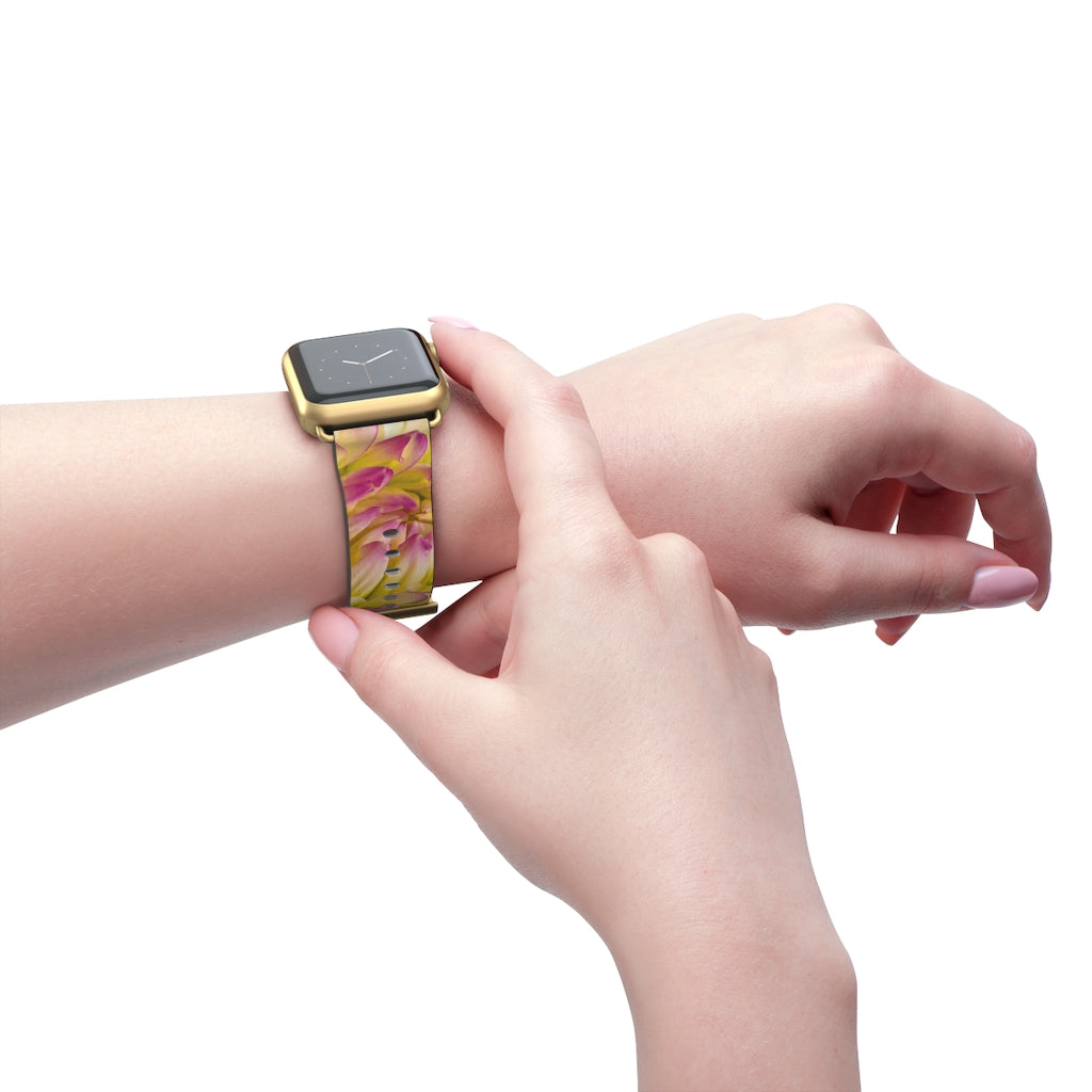 Pink Dahlia Apple iWatch Strap Vegan Leather